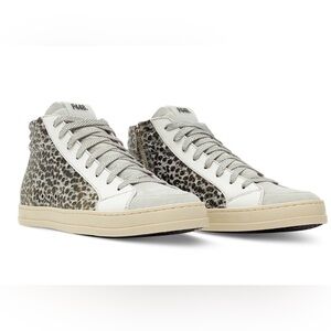 P448 Women’s Skate Glitter Lace-Up High Top Sneakers Size 39 Leather Shoe Italy